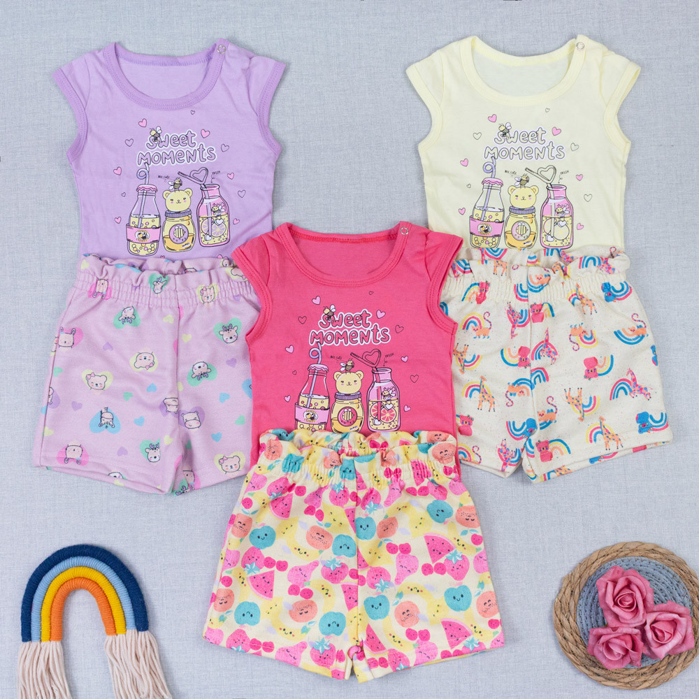 Conjunto Regatinha Bebê Menina Blusinha Cavada Shorts Cintura Alta Amarelo