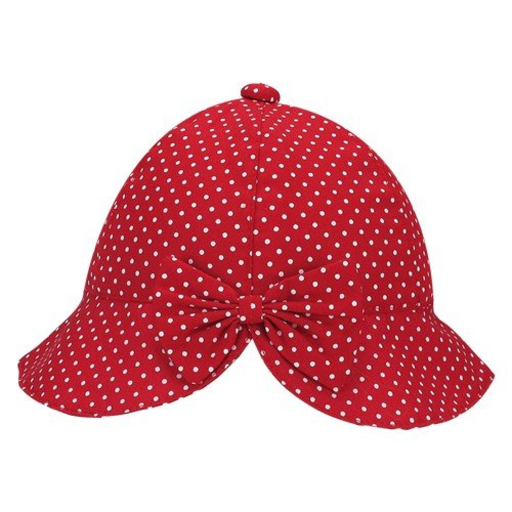 CHAPÉU EM TRICOLINE PARA BEBÊ LAÇO E POÁ VERMELHO