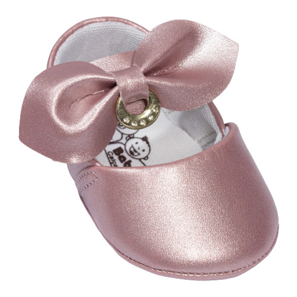 SAPATILHA COM VELCRO PARA BEBÊ LAÇO E PINGENTE NUDE