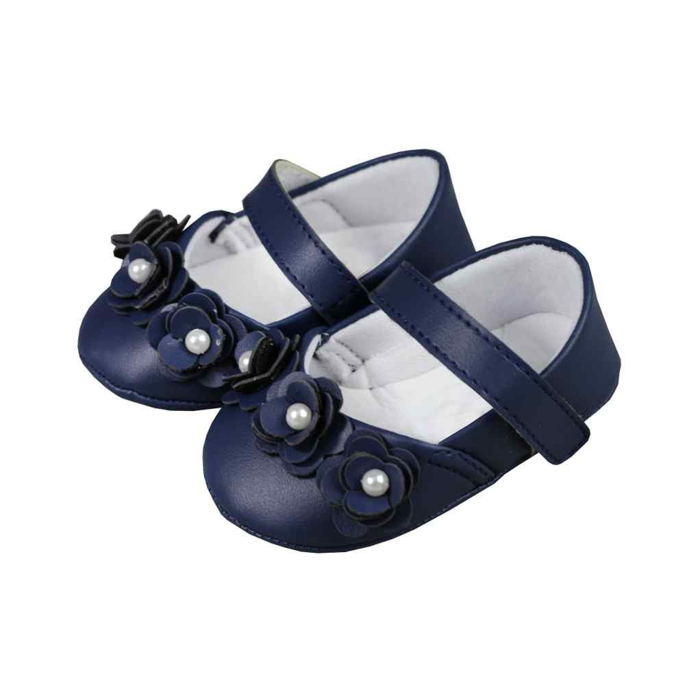 SAPATILHA PARA BEBÊ COM VELCRO E FLORZINHAS MARINHO