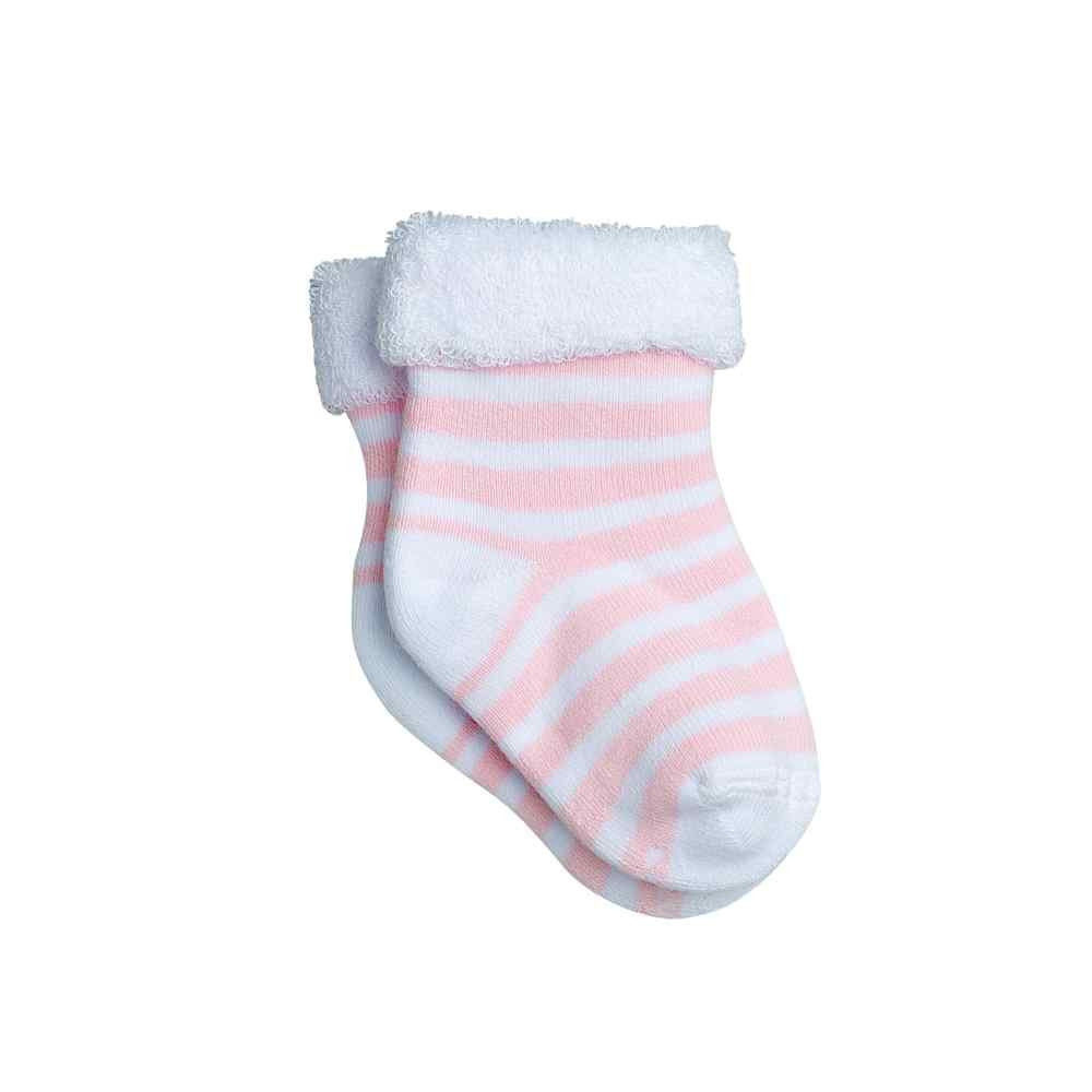 MEIA ATOALHADA PARA BEBÊ ROSA LISTRADA LUPO