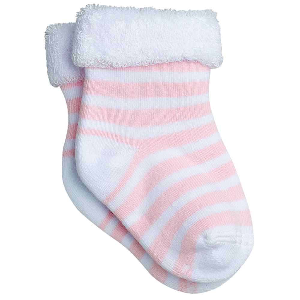 MEIA ATOALHADA PARA BEBÊ ROSA LISTRADA LUPO