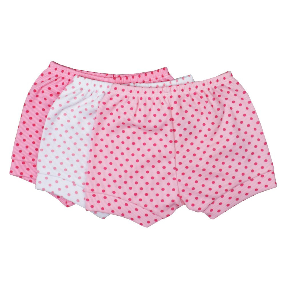 KIT 3 SHORTS DE BEBÊ MENINA ESTAMPAS VARIÁVEIS CANELADO