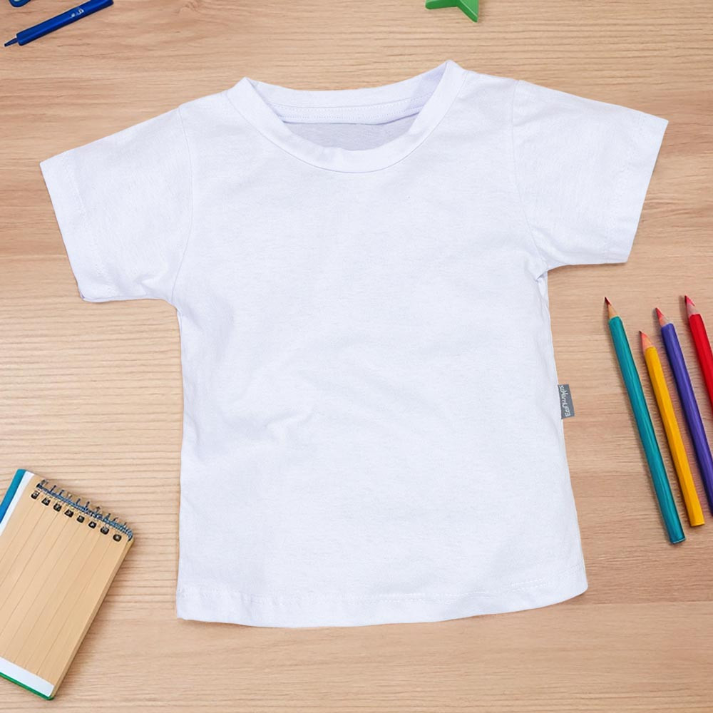 Camiseta Infantil Branca Escolar até 24 Meses Unissex