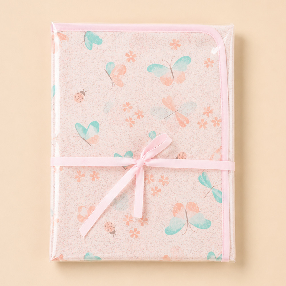 Trocador de Fralda Portátil Bebê Impermeável 75x45cm Algodão Hipoalergênico Estampa Borboletas