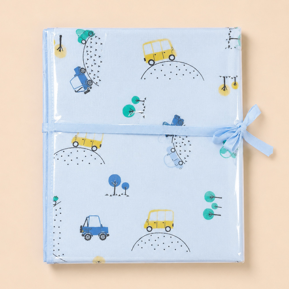 Trocador de Fralda Portátil Bebê Impermeável 75x45cm Algodão Hipoalergênico Estampa Carrinhos