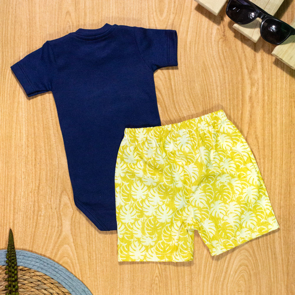 Conjunto para Bebê Body Curto e Shorts Fusca Surf Marinho