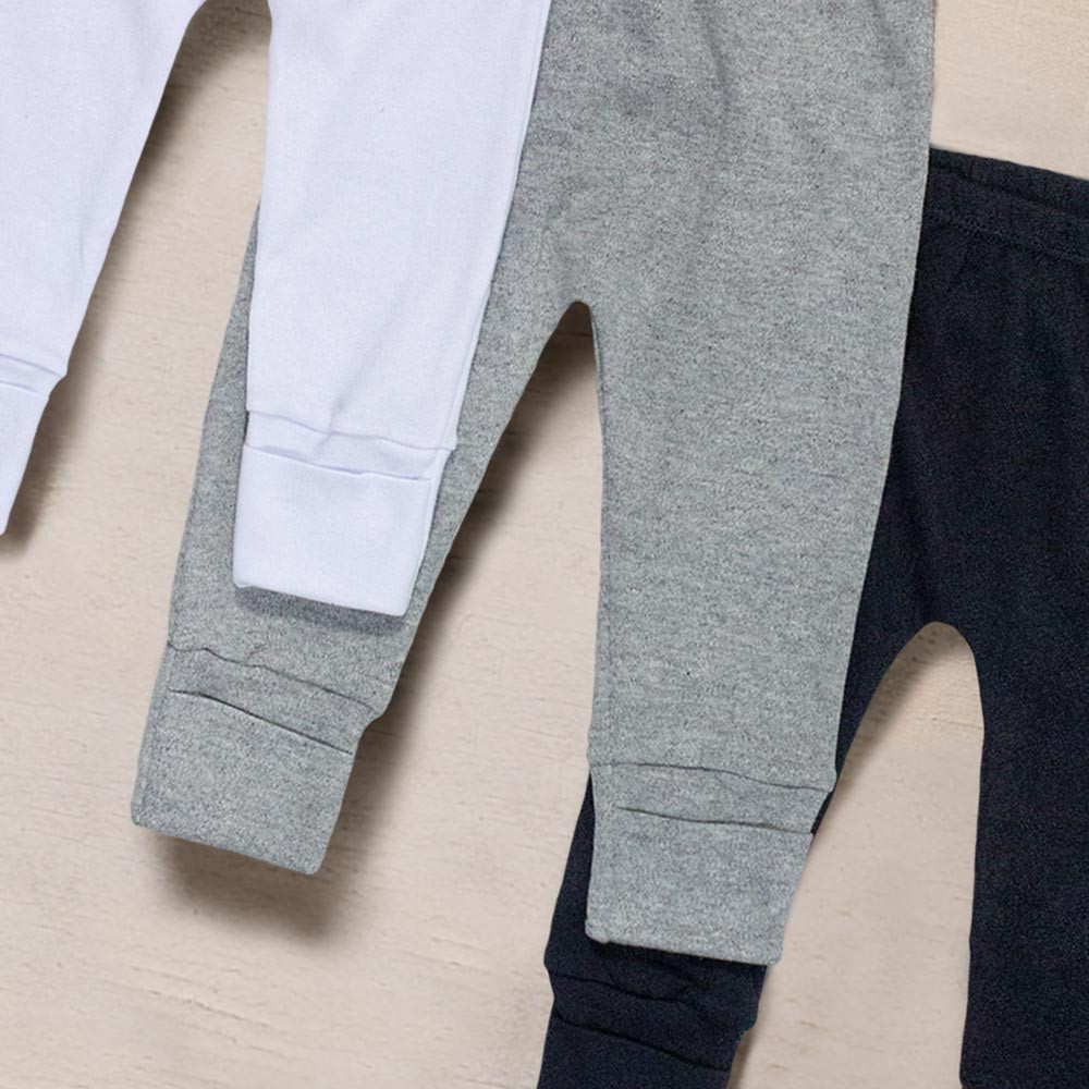 KIT CALÇA PARA BEBÊ NEUTRO COM PÉ REVERSÍVEL 3 PÇS BÁSICA