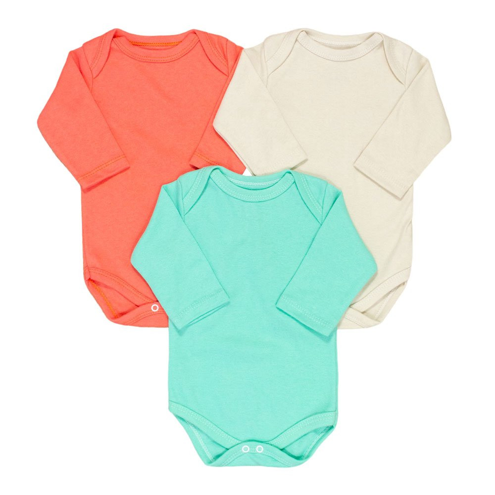 KIT BODY PARA BEBÊ NEUTRO VERDE MANGA LONGA 3 PÇS BÁSICO COLORS