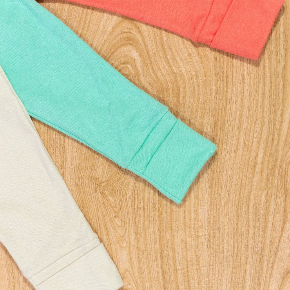 KIT CALÇA PARA BEBÊ NEUTRO VERDE COM PÉ REVERSÍVEL 3 PÇS BÁSICA COLORS