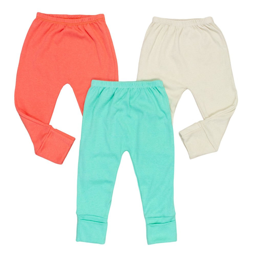 KIT CALÇA PARA BEBÊ NEUTRO VERDE COM PÉ REVERSÍVEL 3 PÇS BÁSICA COLORS
