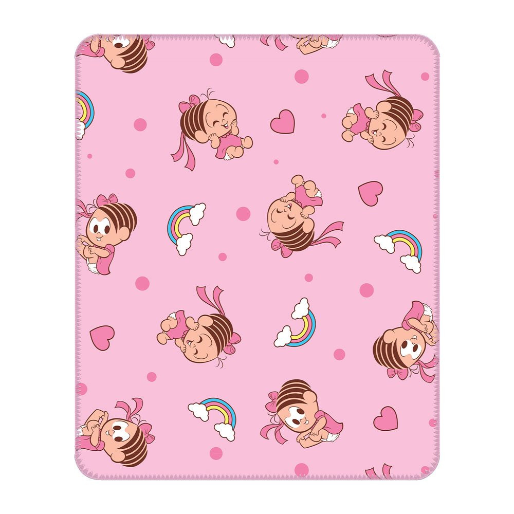 COBERTOR PARA BERÇO FLANELADINHO TURMA DA MONICA ROSA