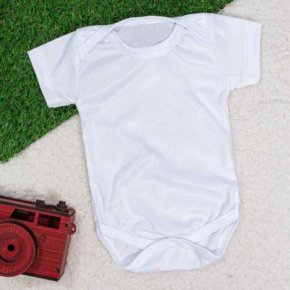 BODY MANGA CURTA CANELADINHO PARA BEBÊ BRANCO