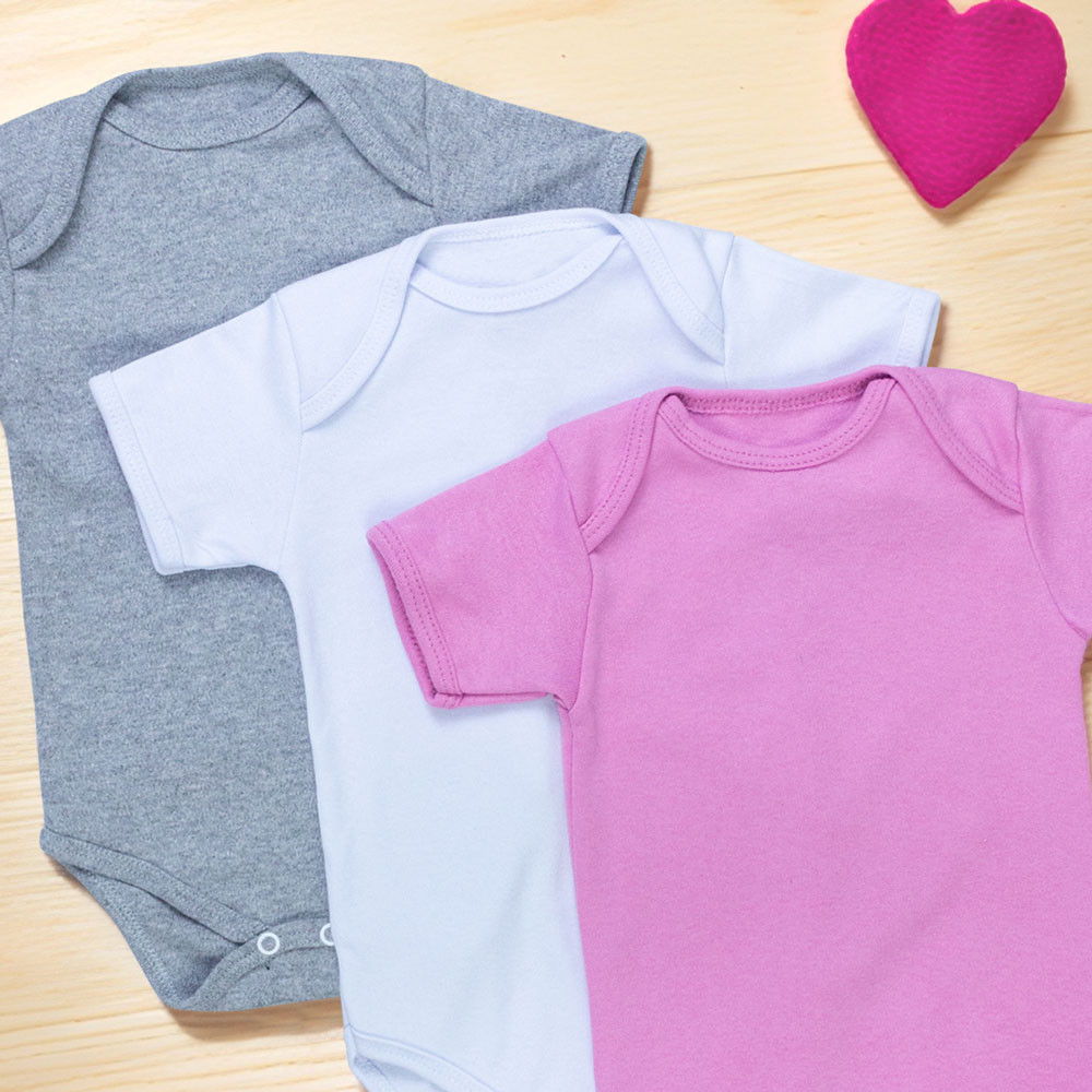 Kit Body para Bebê Menina 3 Peças Básico Encanto Rosa