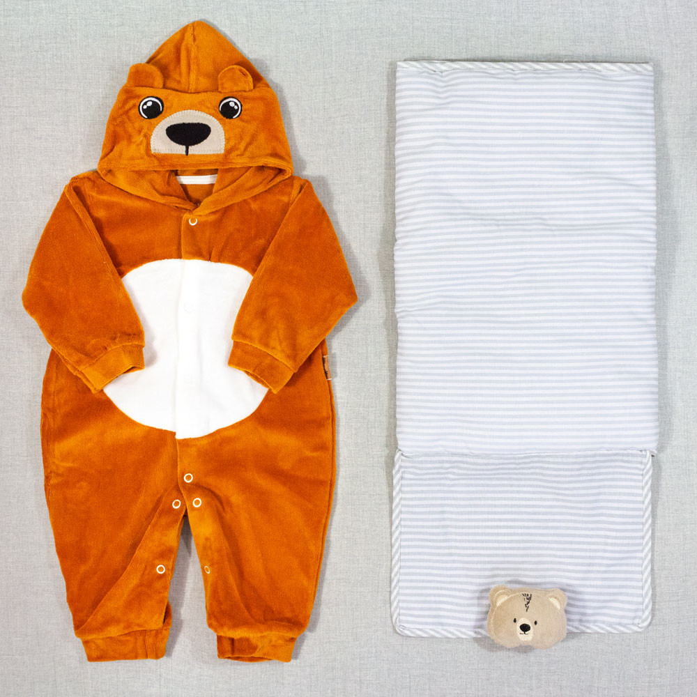 Kit Enxoval para Bebê Menino com 17 Peças 0-12M Urso Bege