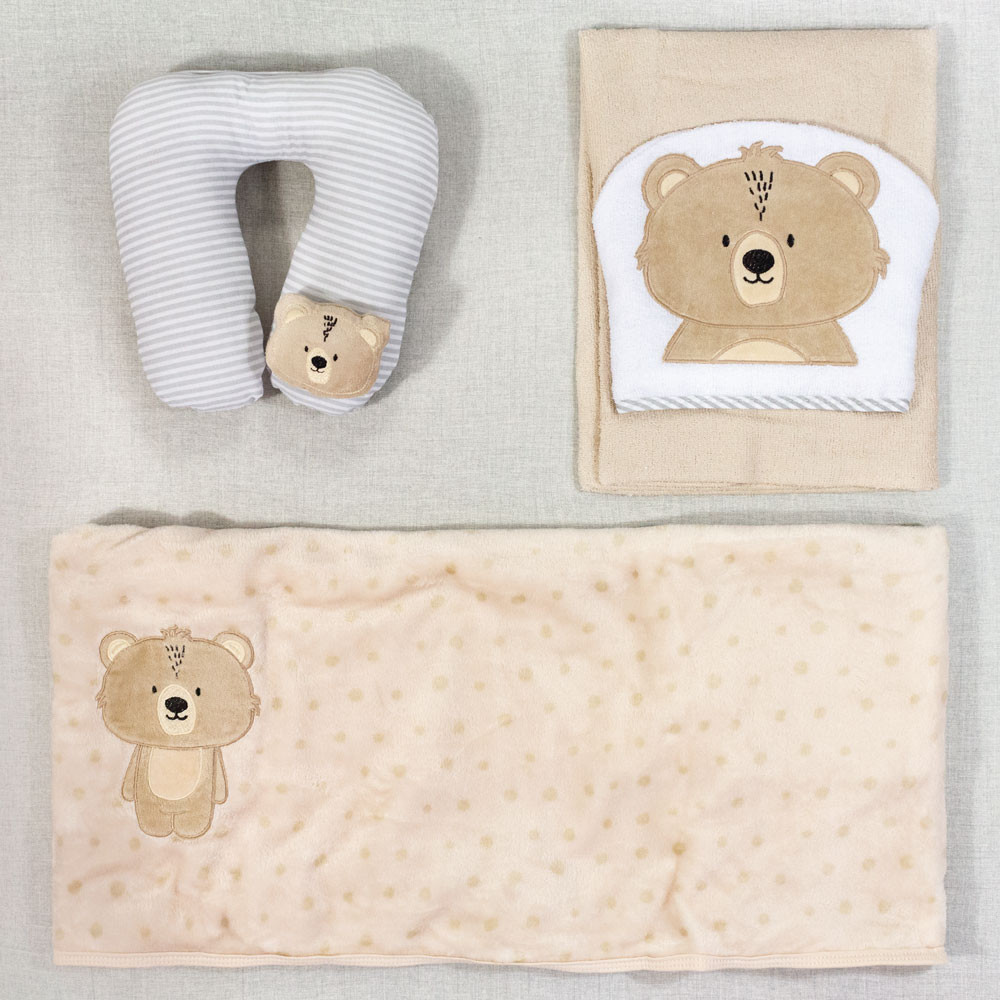 Kit Enxoval para Bebê Menino com 17 Peças 0-12M Urso Bege