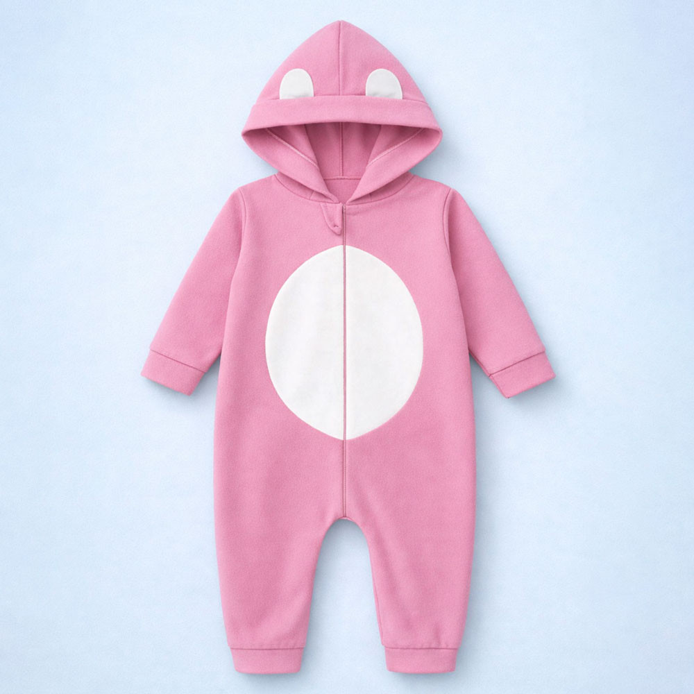 Macacão Bebê Menina em Soft Quentinho com Zíper Fácil Rosa