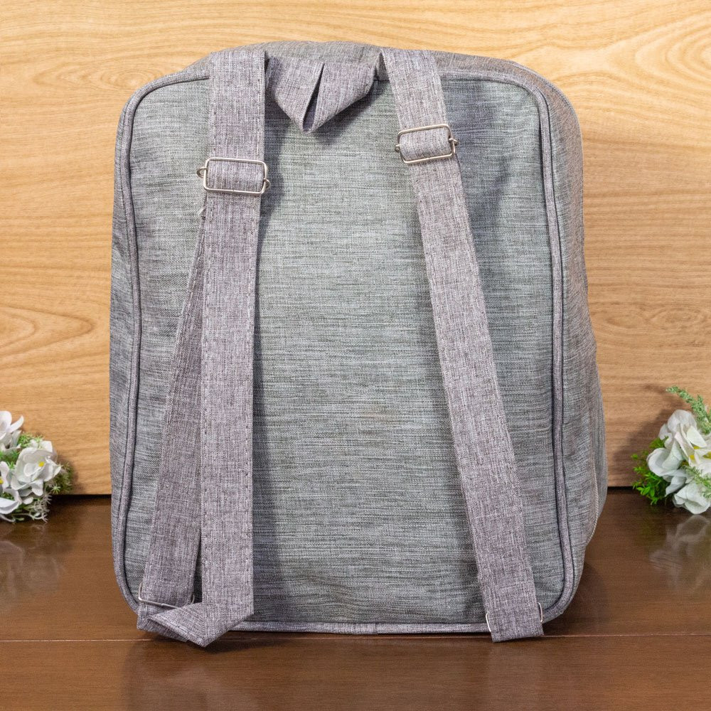 MOCHILA MALA DE MATERNIDADE ZÍPER DUPLO ONDAS CINZA