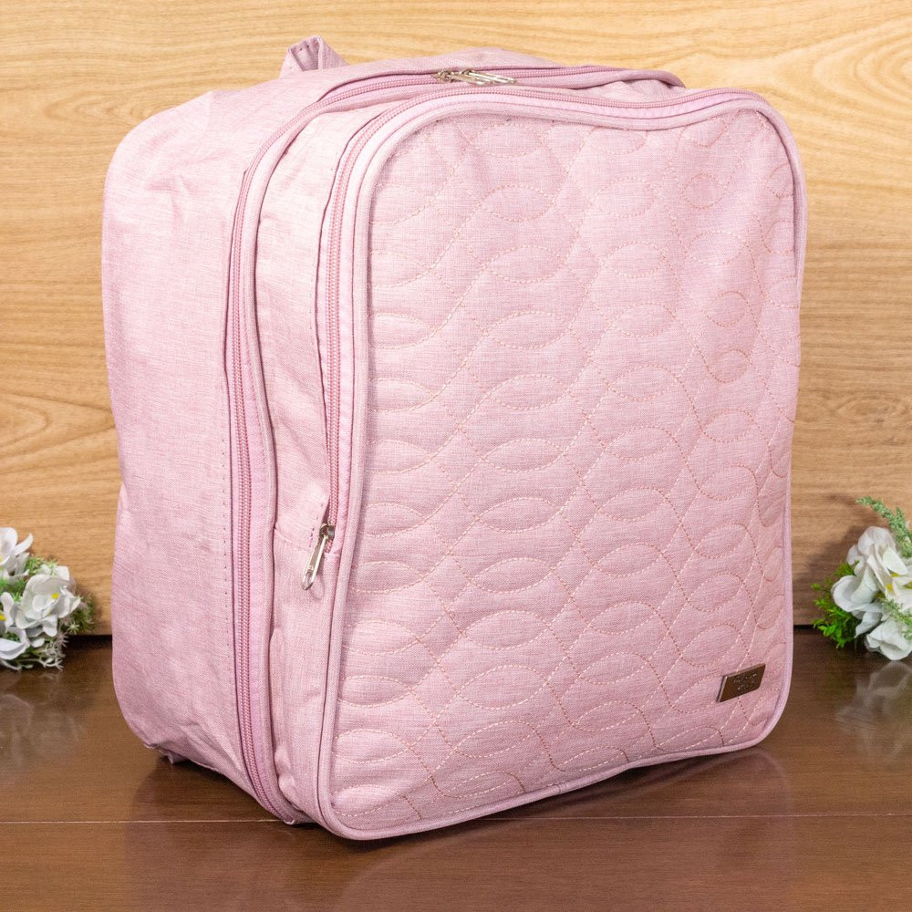 MOCHILA MALA DE MATERNIDADE ZÍPER DUPLO ONDAS ROSÊ