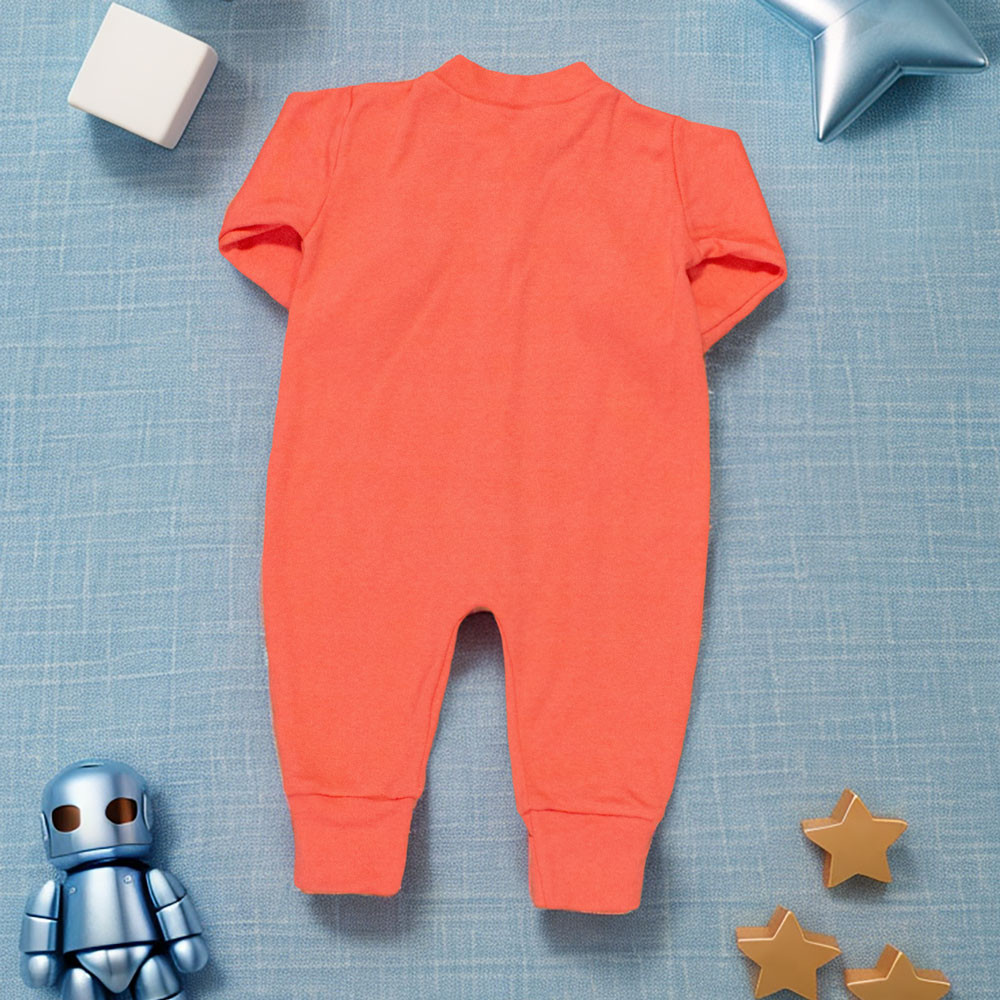 Macacão para Bebê Longo Algodão 4 Botões Básico Color Salmão