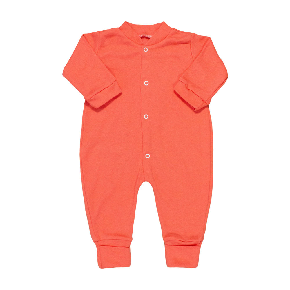 Macacão para Bebê Longo Algodão 4 Botões Básico Color Salmão