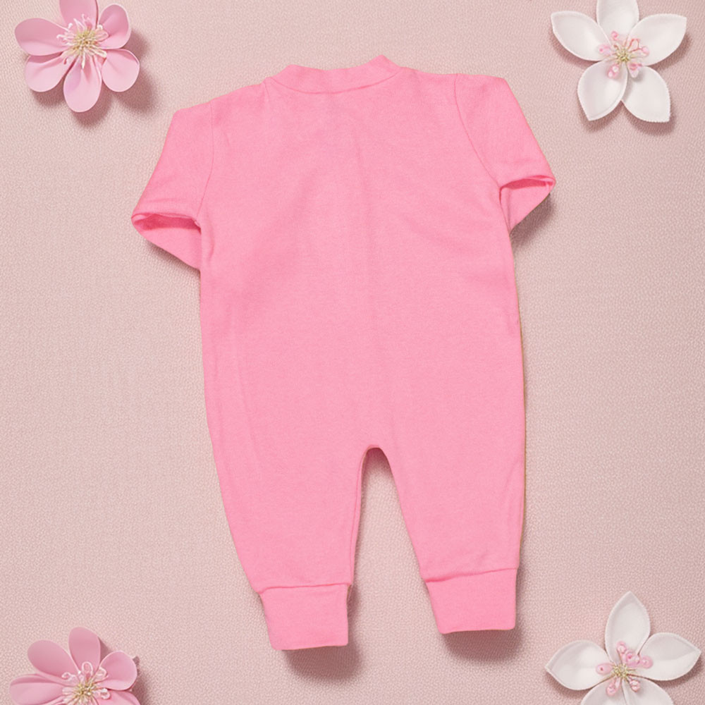 Macacão para Bebê Longo Algodão 4 Botões Básico Color Rosa Claro