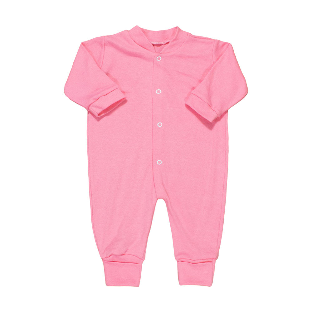 Macacão para Bebê Longo Algodão 4 Botões Básico Color Rosa Claro