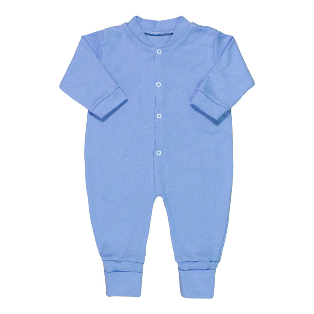 Macacão para Bebê Longo Algodão 4 Botões Básico Color Azul Claro
