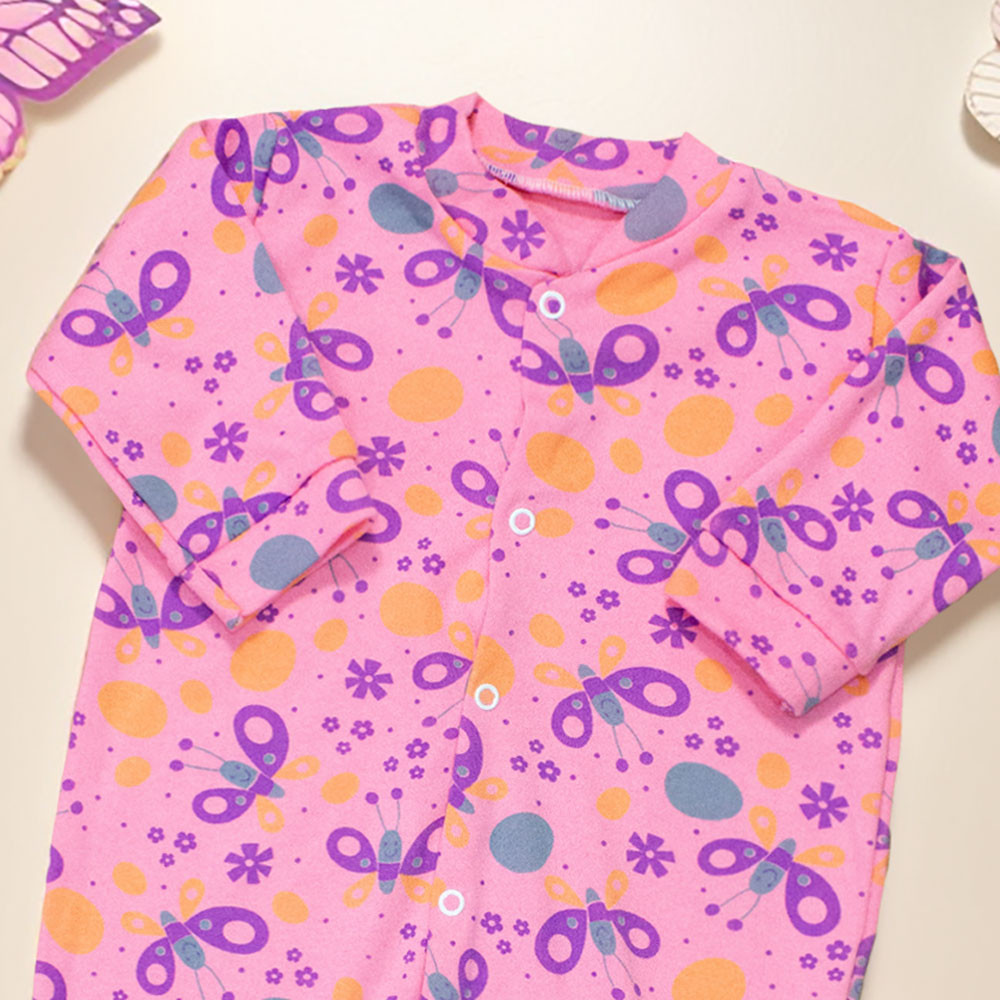 Macacão Para Bebê Menina Estilo Borboleta Feliz Rosa Bossa
