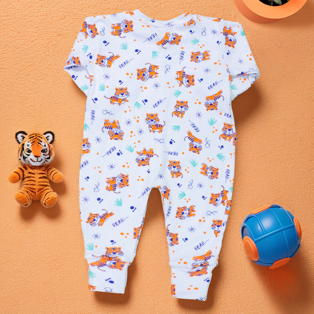 Macacão para Bebê Menino Estampadinho Tigre Branco