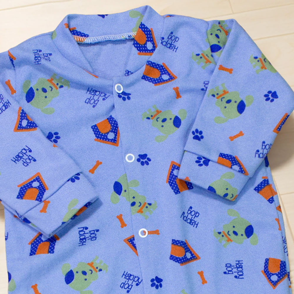 Macacão de Bebê Estampadinho Happy Dog Azul
