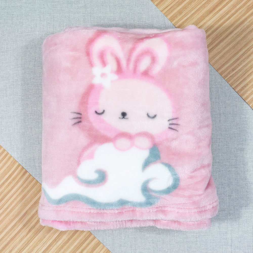 COBERTOR ANTIALÉRGICO PARA BEBÊ ESTAMPADINHO GIGI ROSA CLARO
