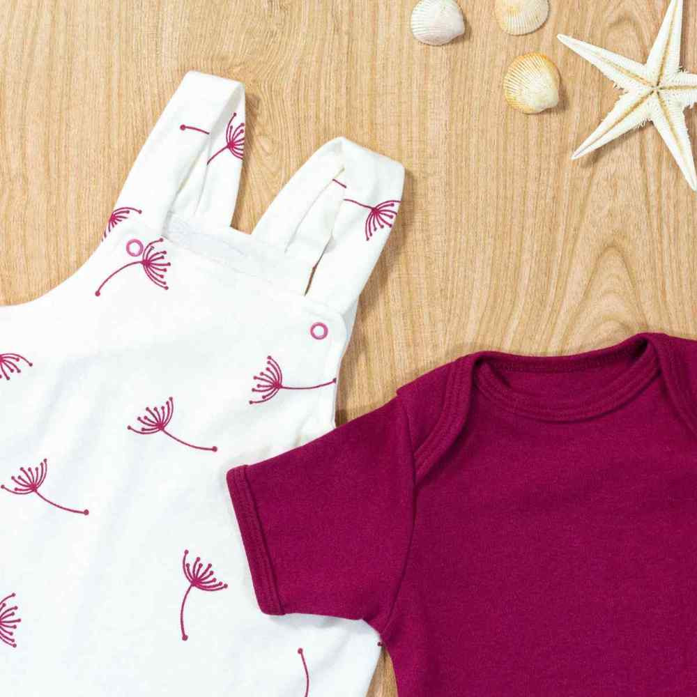 JARDINEIRA INFANTIL ATÉ 24 MESES COM BODY ESTAMPA MINIMALISTA CREME DENTE DE LEÃO