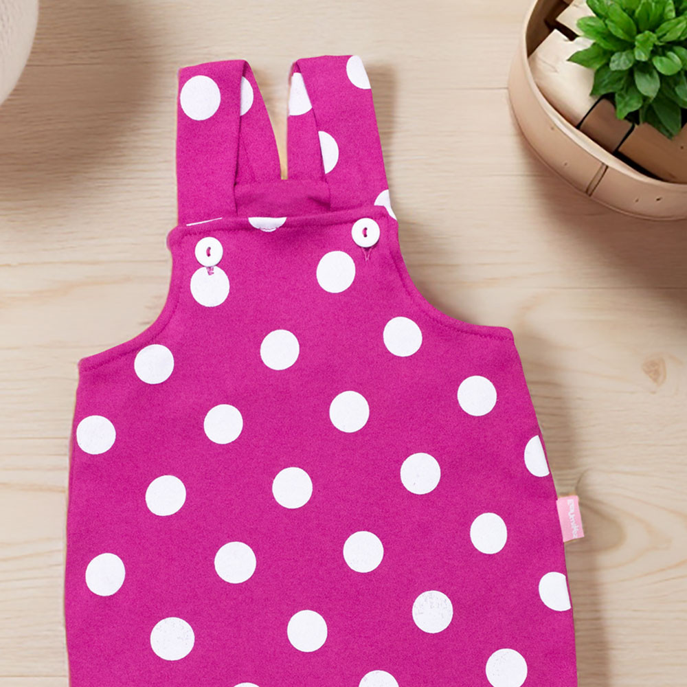 Jardineira Menina Pink Poá Minimalista para Bebês