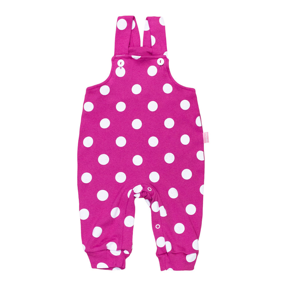 Jardineira Menina Pink Poá Minimalista para Bebês