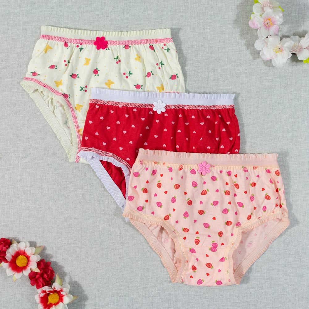 Kit 3 Calcinhas para Bebê Estampas e Cores Sortidas