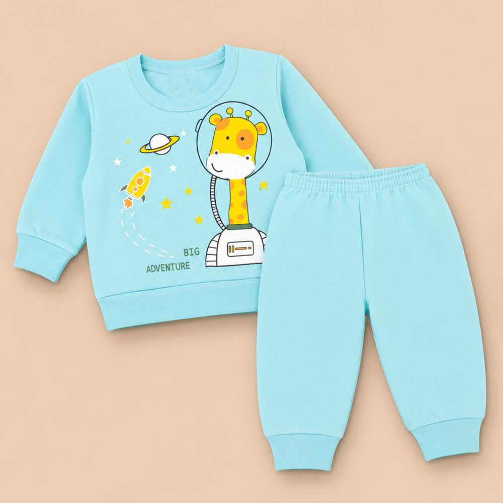 Kit Com 2 Conjuntos Blusa e Calça Moletom Quentinho Para Meninos Até 12 Meses