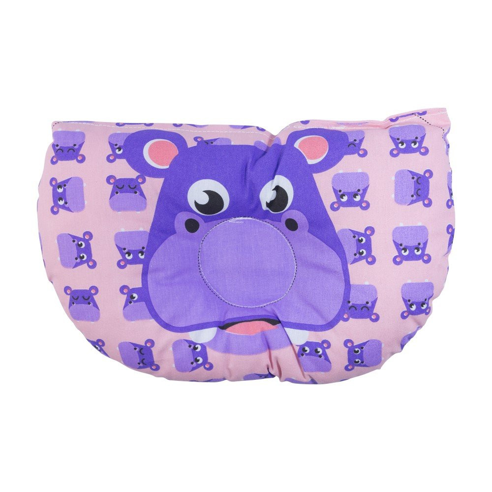 TRAVESSEIRO ANATÔMICO ESTAMPADINHO PARA BEBÊ HIPOPÓTAMO LILÁS