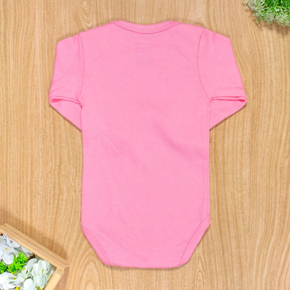 Body para Bebê Manga Longa Rosa Chiclete em Suedine Básico até 12 Meses