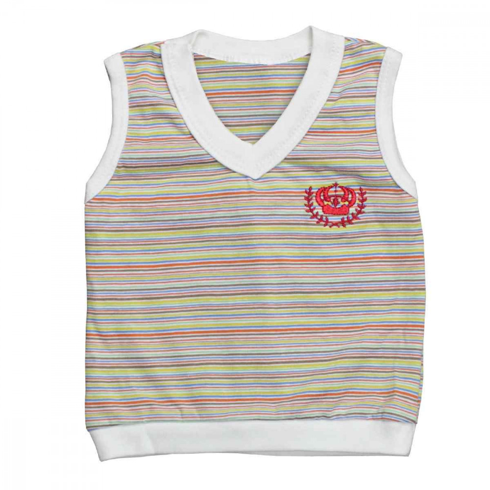 CONJUNTO CURTO PARA BEBÊ BODY POLO COM COLETINHO LISTRADO CREME
