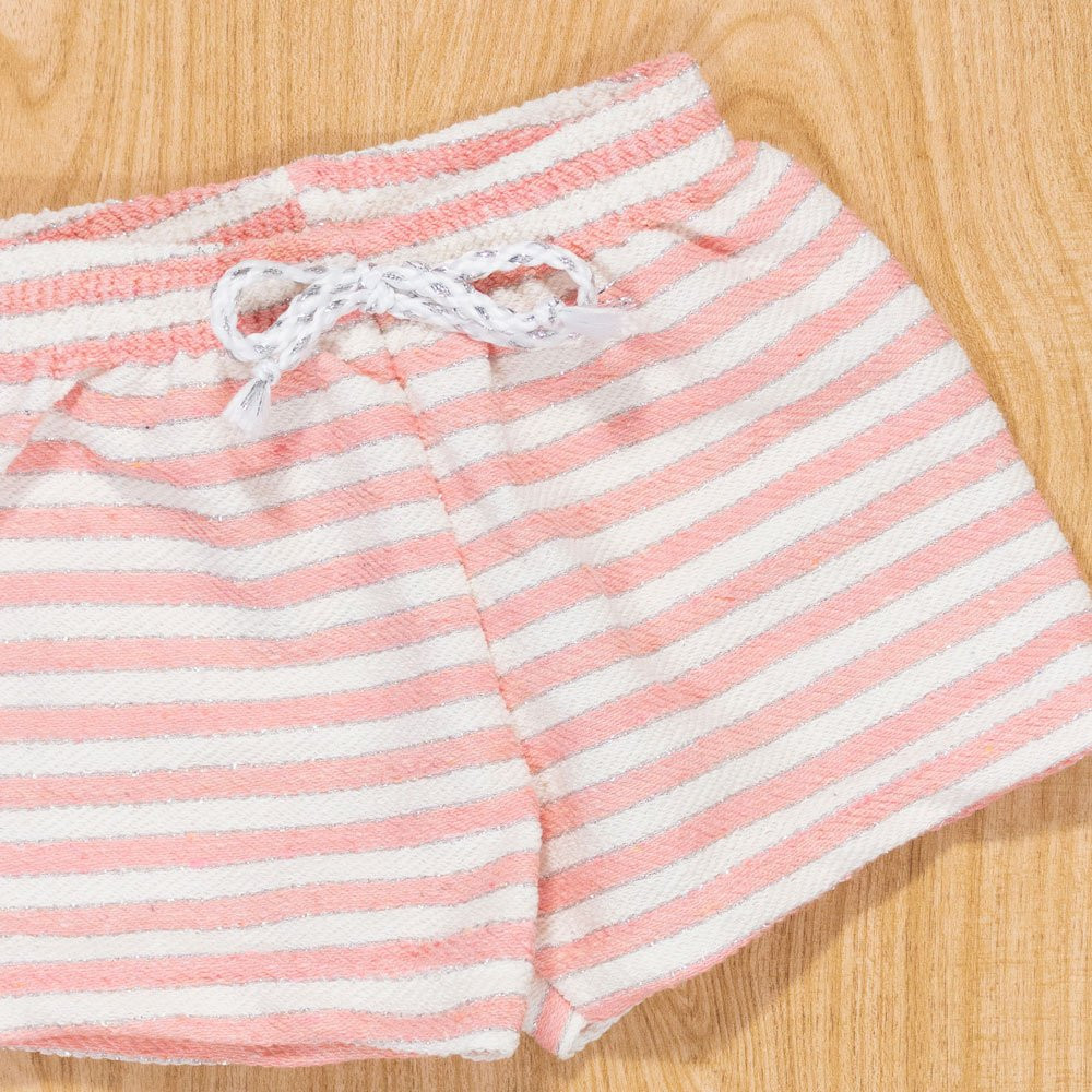 SHORTS PARA BEBÊ SUSTENTÁVEL LISTRADINHO ROSA