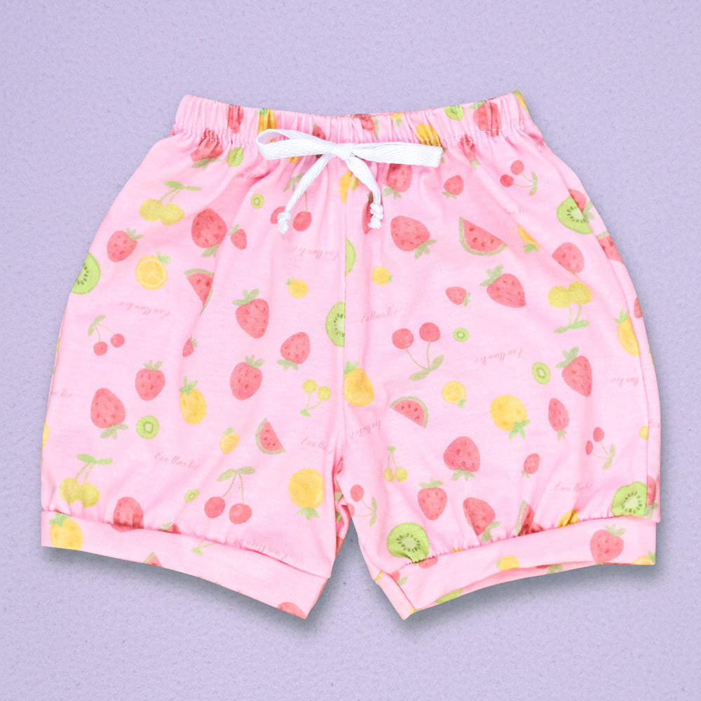 Shorts para Bebê em Malha Estampada Frutas Era Uma Vez