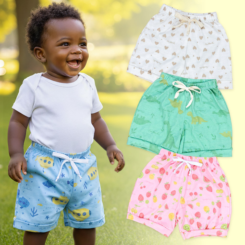 Shorts para Bebê em Malha Estampada Submarino Era Uma Vez