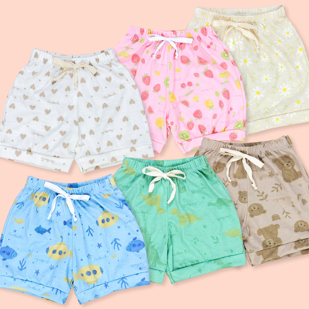 Shorts para Bebê em Malha Estampada Flores Era Uma Vez