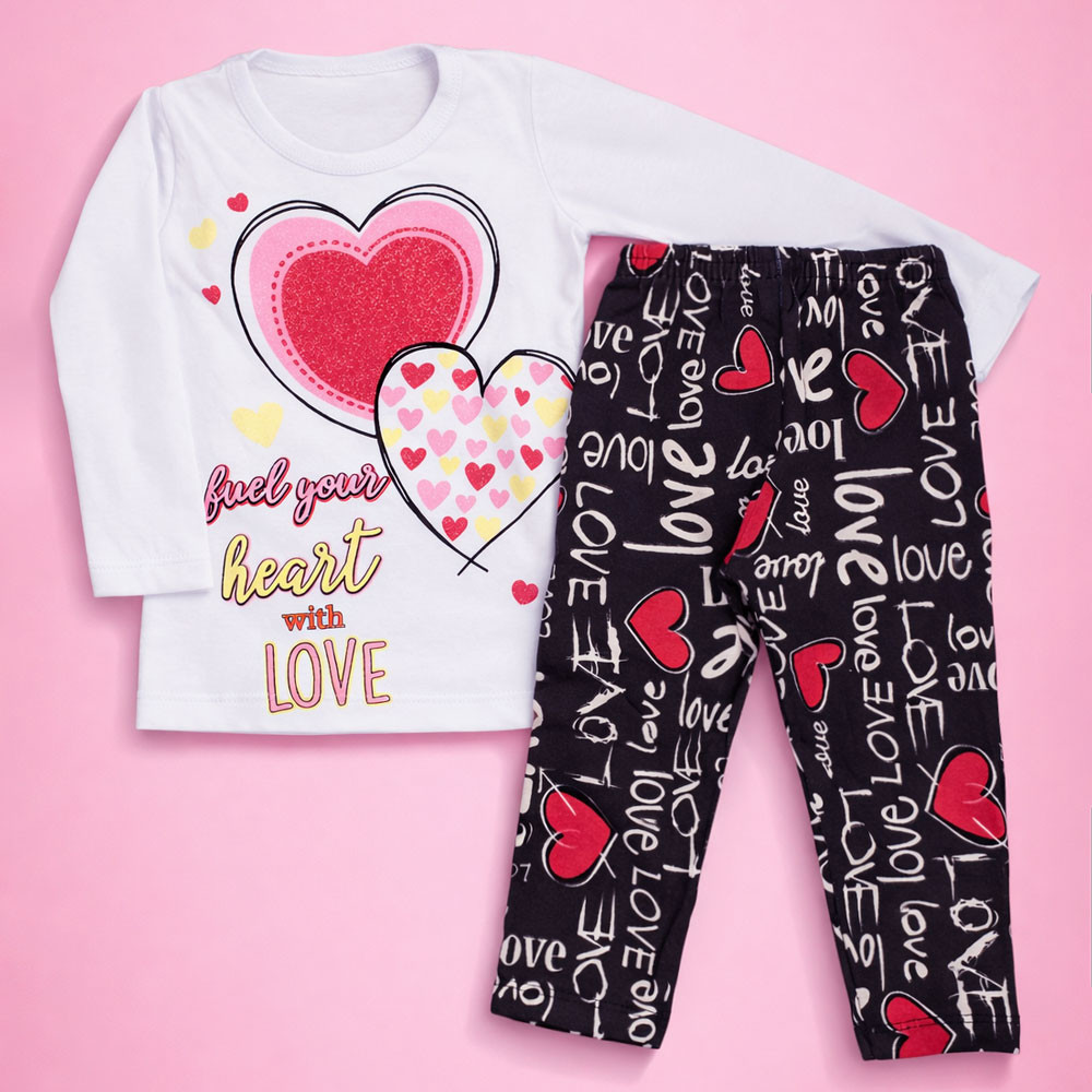 Conjunto Infantil Menina Malha Estampada e Legging Confortável Inverno