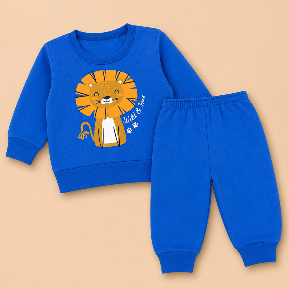 Conjunto de Moletom Bebê Blusa Gola Careca e Calça Lisa Royal Até 12 Meses