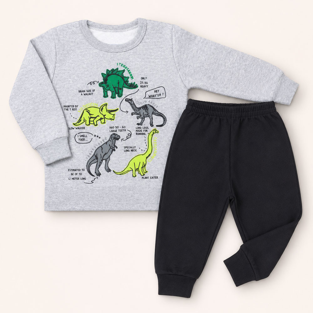 Conjunto de Moletom Bebê Blusa Gola Careca e Calça Mescla de 01 até 03 anos