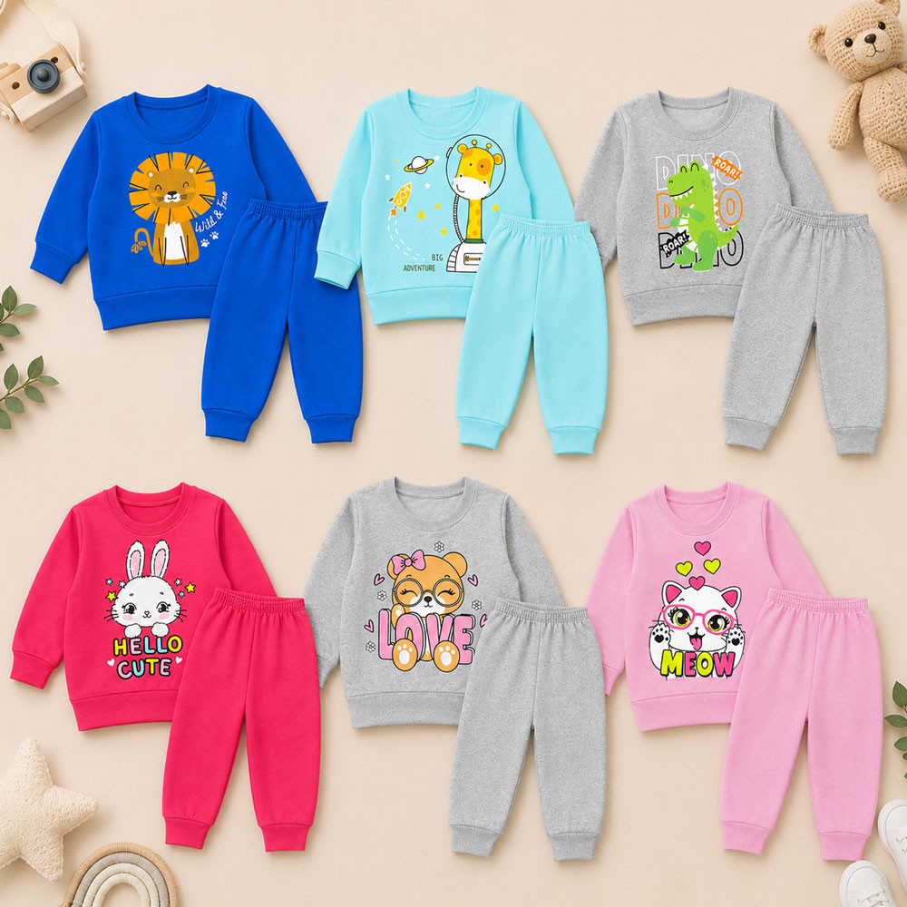 Conjunto de Moletom Bebê Blusa Gola Careca e Calça Lisa Royal Até 12 Meses