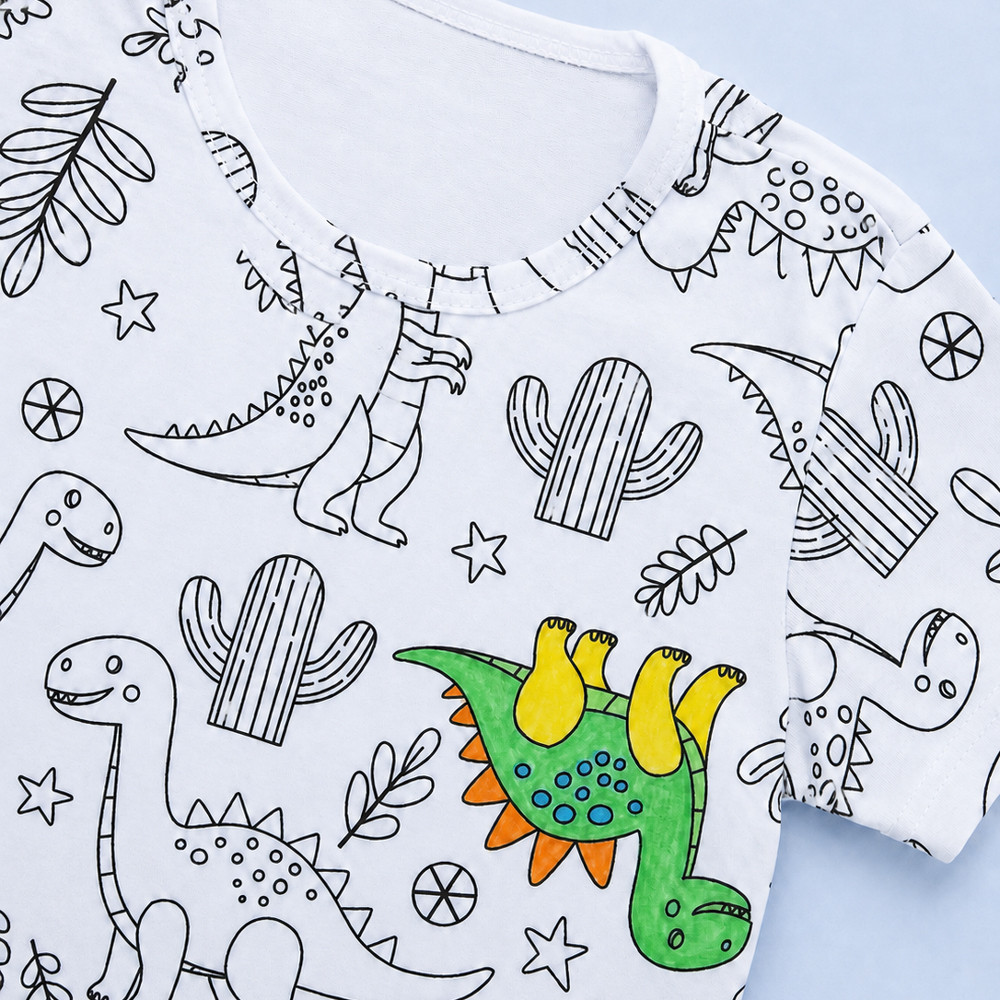 Pijama Infantil Curto Para Colorir Com Canetinhas de 2 até 14 anos Estampas Sortidas Menino