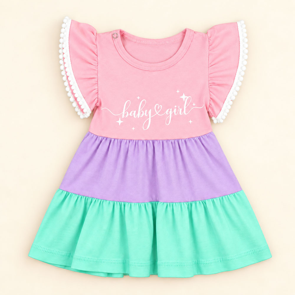 Vestido Três Marias Rosa em Malha Fresquinha Para Bebês até 12 meses